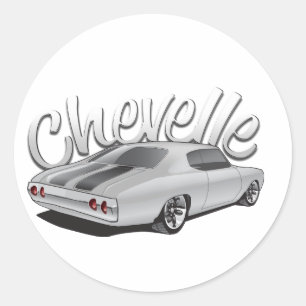 1972 Chevelle Custom Illustration Classic Round Sticker