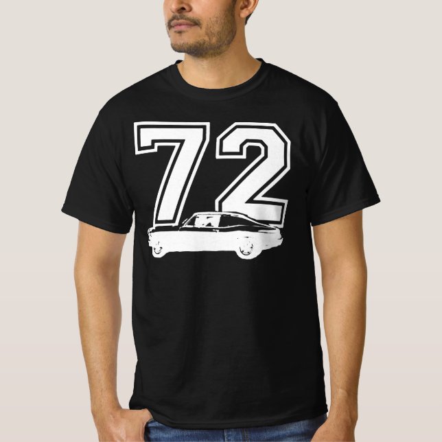 1972 Chevy Nova Side View Year Royal Blue Graphic  T-Shirt (Front)