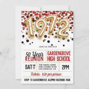 1972 High School College Reunion Invitation