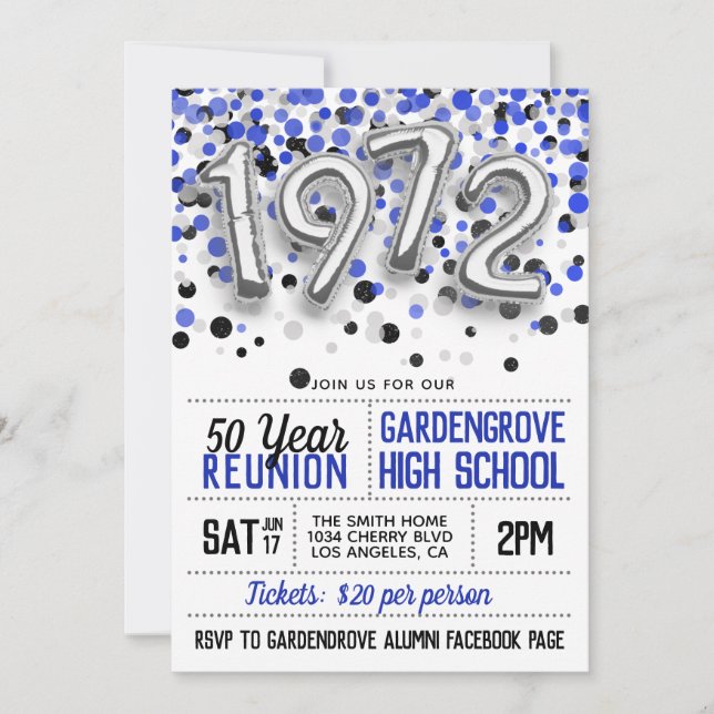 1972 High School College Reunion Invitation (Front)