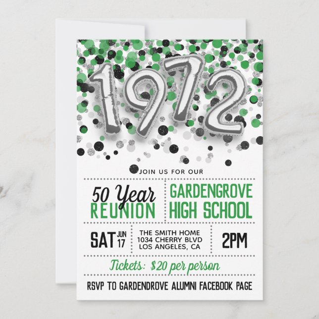 1972 High School College Reunion Invitation (Front)