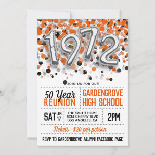 1972 High School College Reunion Invitation