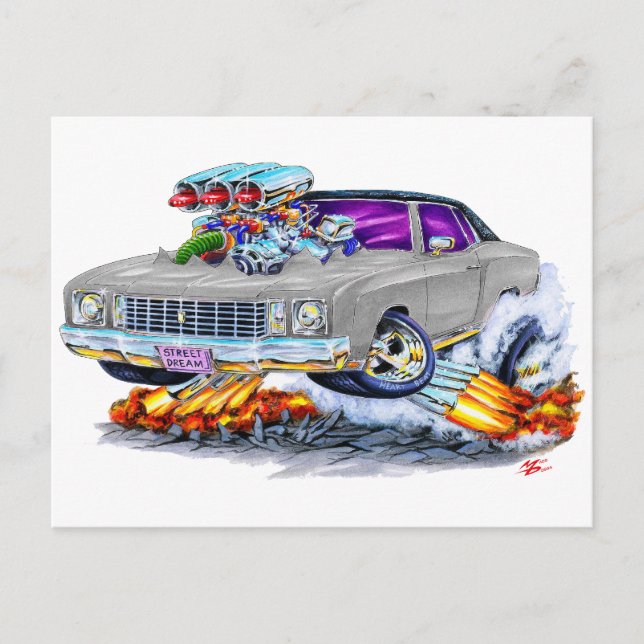 1972 Monte Carlo Grey Car Postcard (Front)