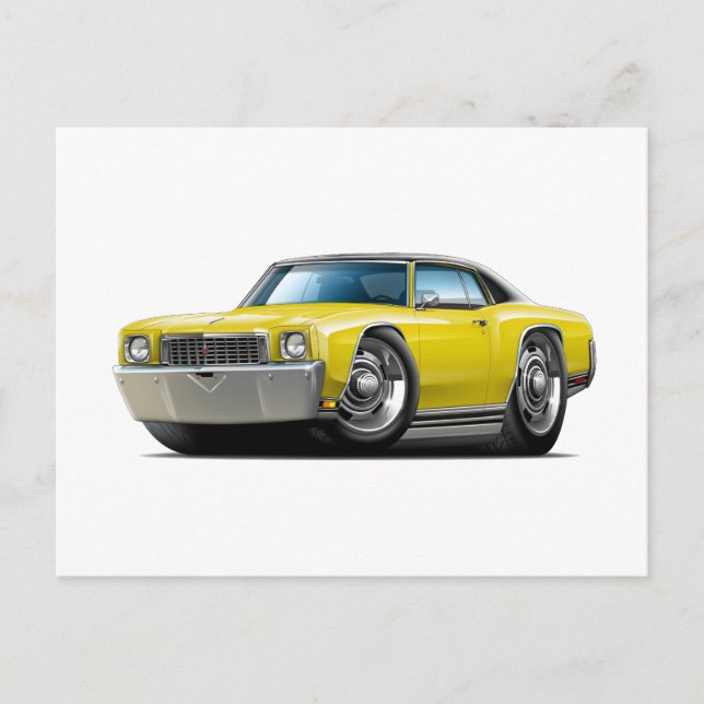 1972 Monte Carlo Yellow-Black Top Car Postcard (Front)