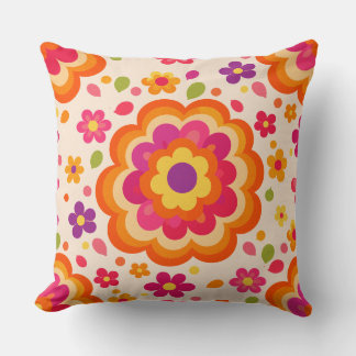 1972 retro flowerburst throw pillow