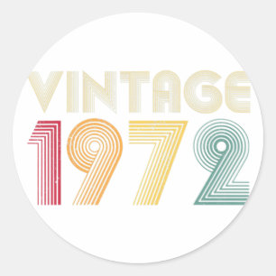 1972 Vintage 50th Birthday Gift Retro 50 Years Old Classic Round Sticker
