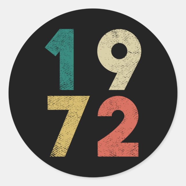 1972 Vintage Birthday Retro Classic Round Sticker (Front)