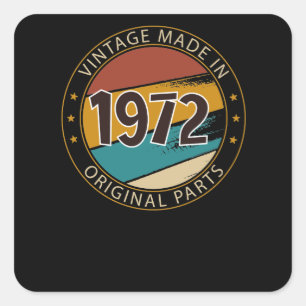 1972 Vintage Birthday Square Sticker