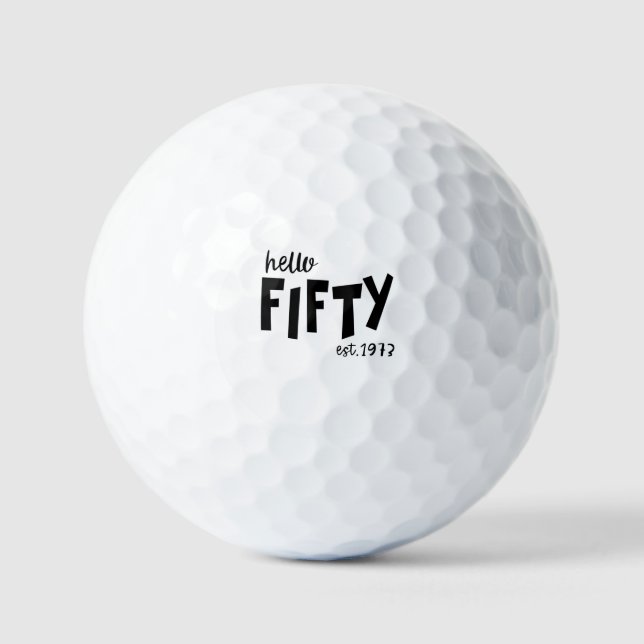 1973, 50th birthday anniversary, round birthday golf balls (Front)