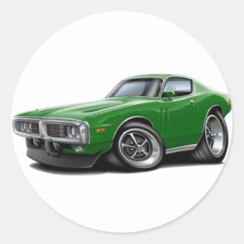 1973_74 Charger Green Car Classic Round Sticker