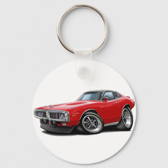 1973-74 Charger Red-Black SE Car Keychain (Front)