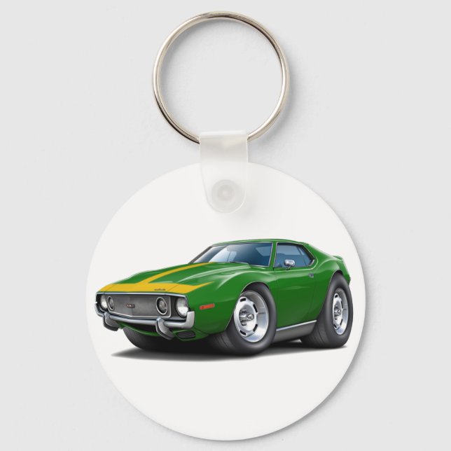 1973-74 Javelin Green-Gold Car Keychain (Front)