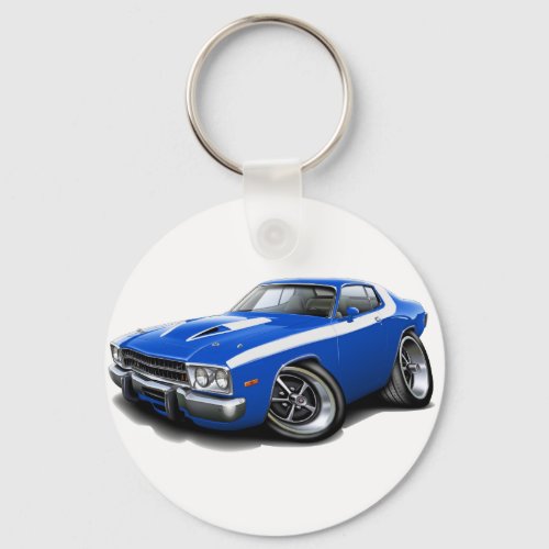 1973-74 Roadrunner Blue-White Car Keychain