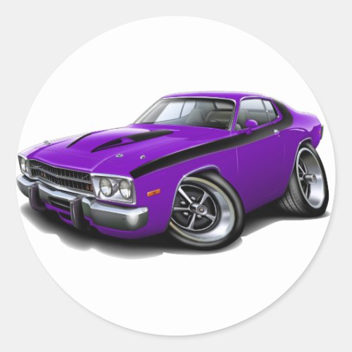 1973_74 Roadrunner Purple_Black Car Classic Round Sticker
