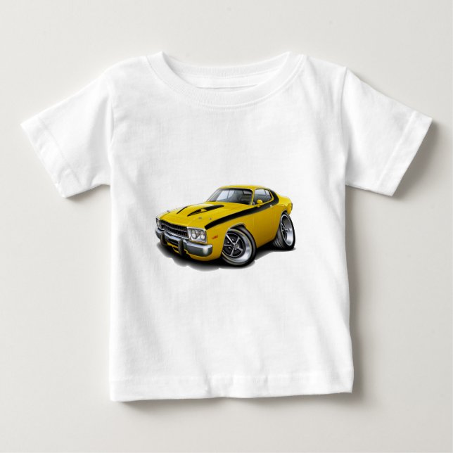 1973-74 Roadrunner Yellow-Black Car Baby T-Shirt (Front)