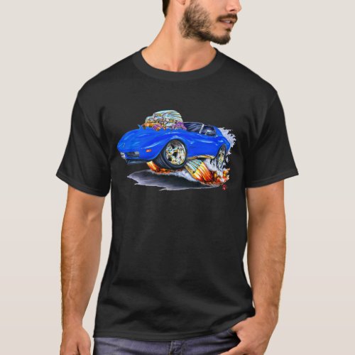 1973_76 Corvette Blue Car T_Shirt