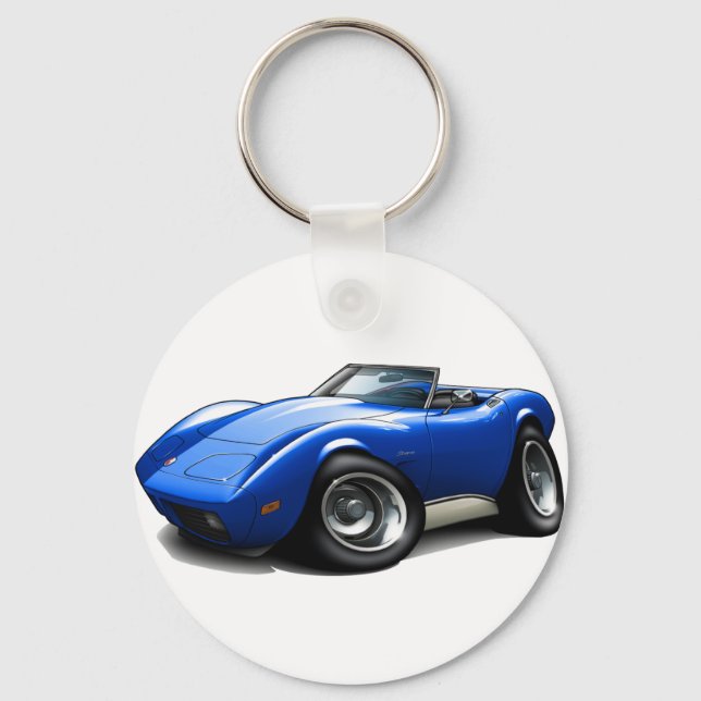 1973-76 Corvette Blue Convertible Keychain (Front)