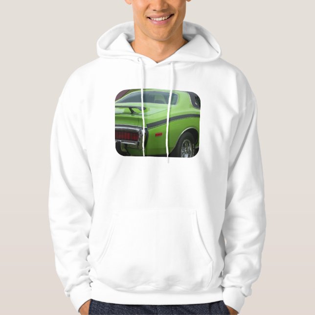 1973 Green Dodge Charger SE Brougham rear quarter Hoodie (Front)