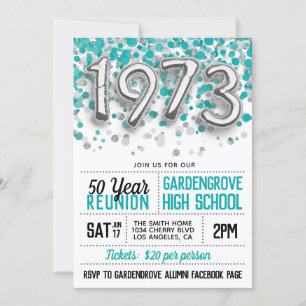 1973 High School College Reunion Invitation