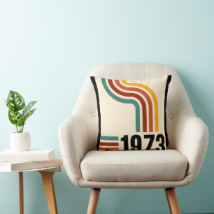 1973 Retro Stripes Vintage Throw Pillow
