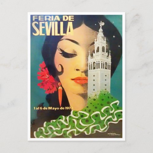 1973 Seville Spain Feria de Sevilla vintage Postcard