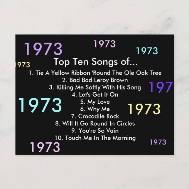 1973 Songs Postcard (Front)