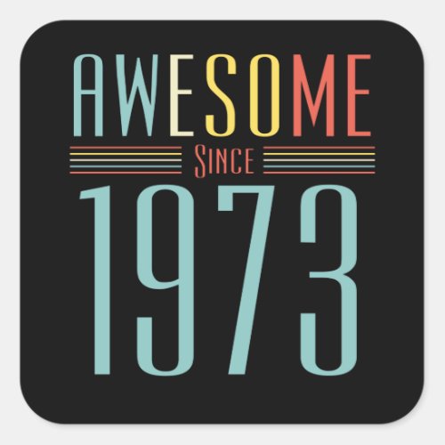 1973 Vintage Birthday Square Sticker