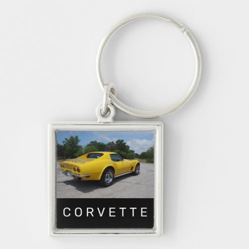 1973 Yellow Corvette Double Sided Acrylic Keychain