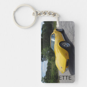 1973 Yellow Corvette Double Sided Acrylic Keychain