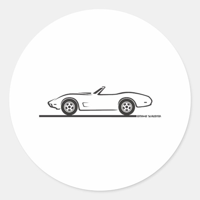 1974 - 1977 Corvette Convertible Classic Round Sticker (Front)