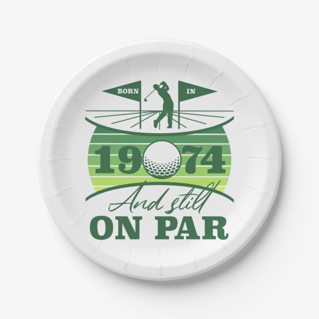 1974 50th Birthday Golf Humor Paper Plates (Front)