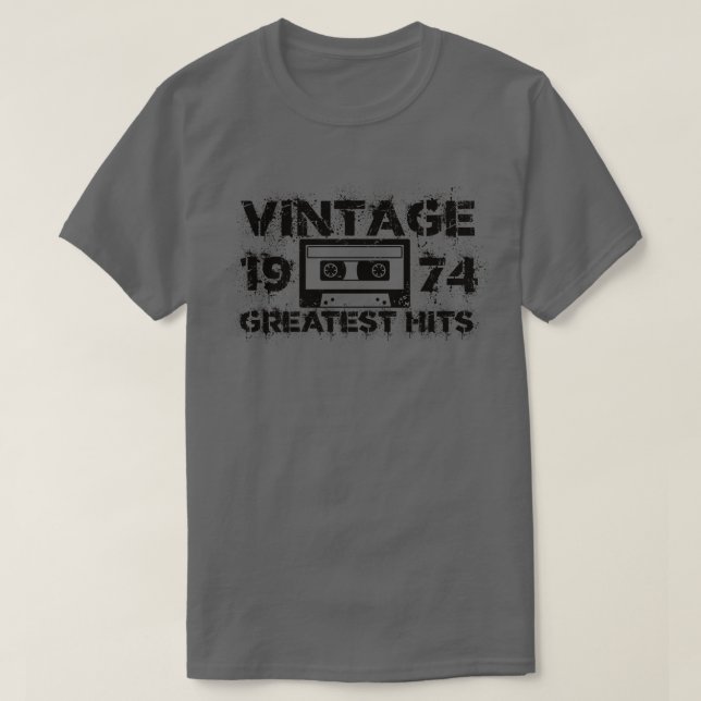 1974 Greatest Hits Vintage Black T-Shirt (Design Front)