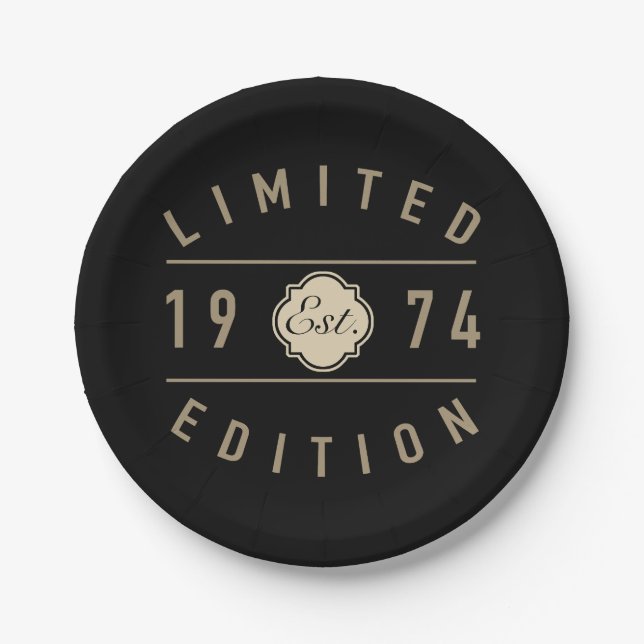 1974 Limited Edition 50th Birthday Paper Plates (Front)