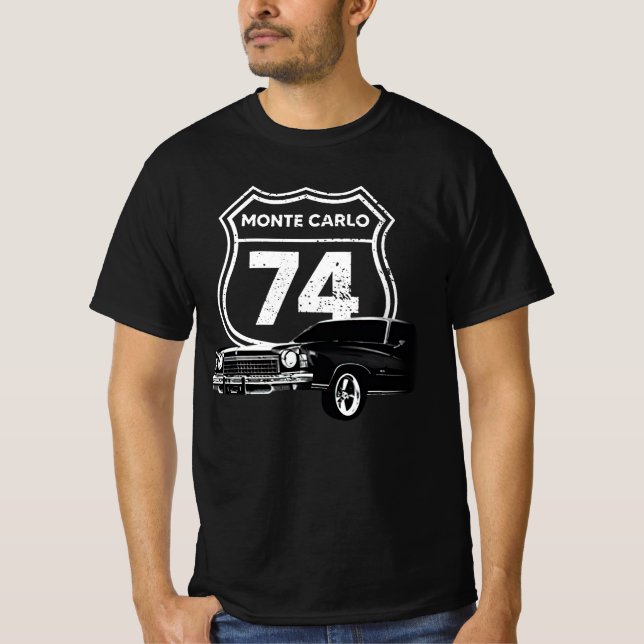 1974 Monte Carlo Front Side View with Model Year  T-Shirt (Front)
