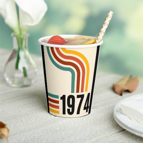 1974 Retro Vintage Poster 50th Birthday Paper Cups