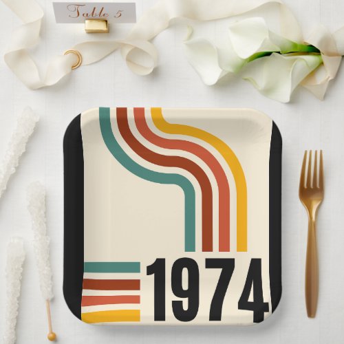 1974 Retro Vintage Poster 50th Birthday Paper Plates