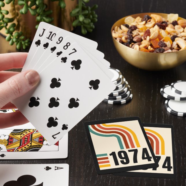 1974 Retro Vintage Poster 50th Birthday Poker Cards (In Situ)