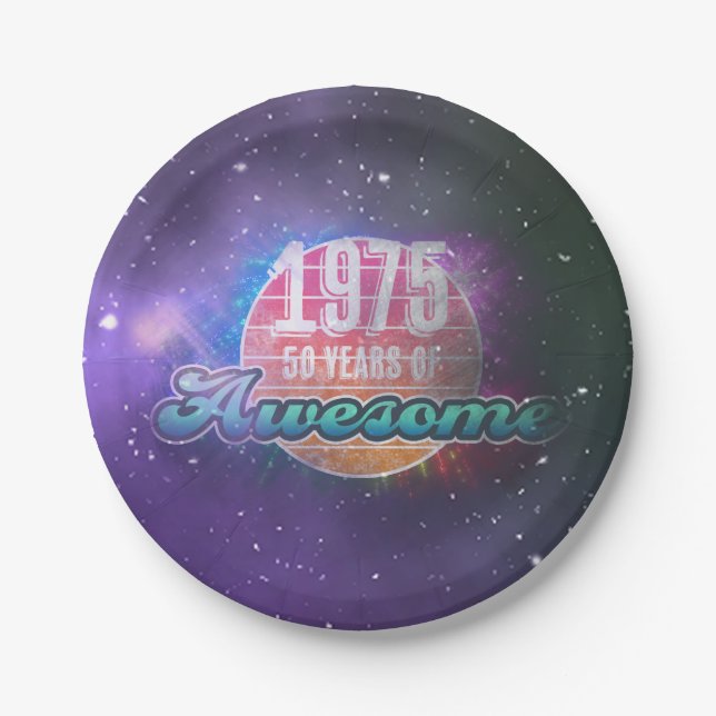 1975 — 50 Years of Awesome "Grunge" Look Paper Plates (Front)