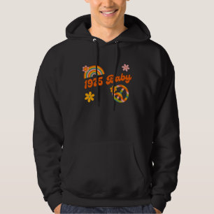1975 Baby Retro Flowers Peace Sign Groovy Hippie C Hoodie