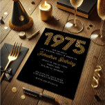1975 Black Faux Gold 50th Birthday Invitation<br><div class="desc">1975 Black Faux Gold 50th Birthday Invitation Celebrate turning 50 in style with this 1975 Black Faux Gold Birthday Invitation! Designed with a sleek black background and elegant faux gold accents, this invitation delivers timeless sophistication with a touch of vintage flair. It’s the perfect way to honor a milestone year...</div>