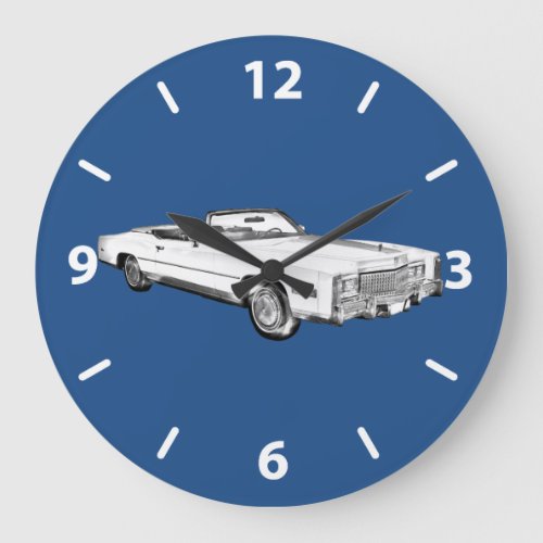 1975 Cadillac Eldorado Convertible Illustration Large Clock