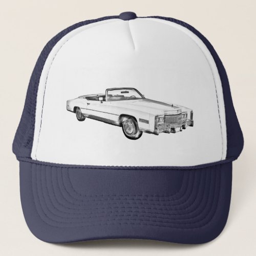 1975 Cadillac Eldorado Convertible Illustration Trucker Hat
