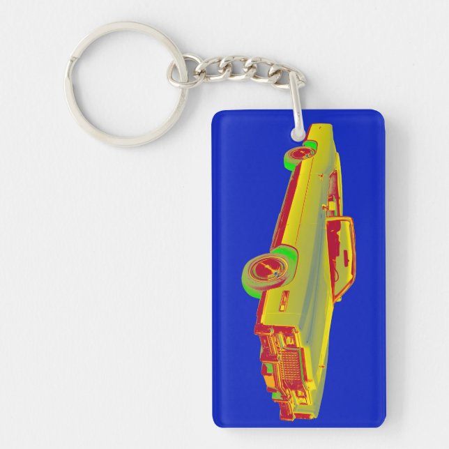 1975 Cadillac Eldorado Convertible Pop Art Keychain (Front)