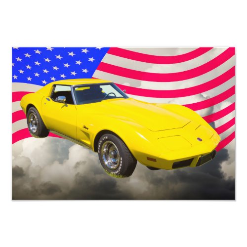 1975 Corvette Stingray With American Flag Photo Print