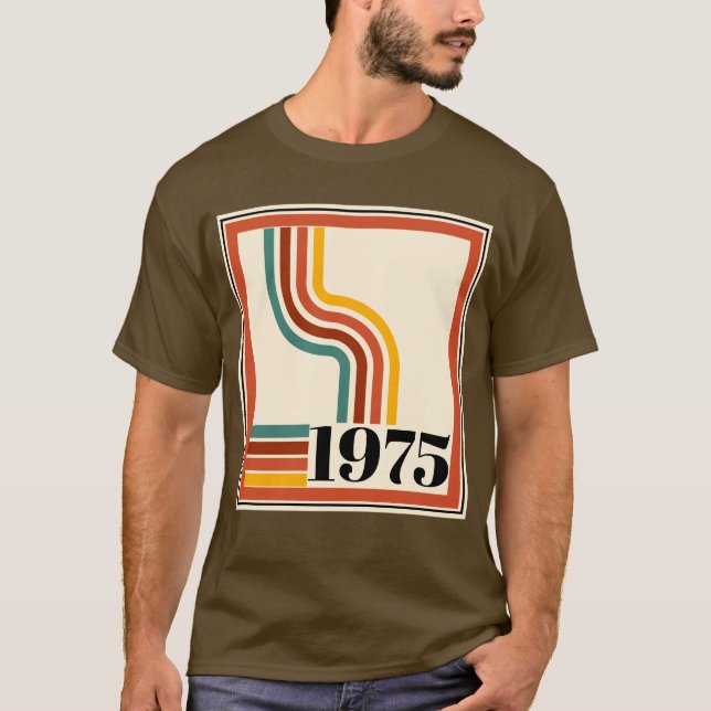 1975 Retro Stripe Vintage 50th Birthday Colorful T-Shirt (Front)