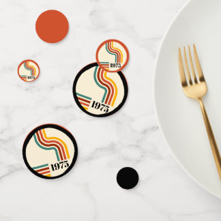 1975 Retro Stripe Vintage Orange Confetti