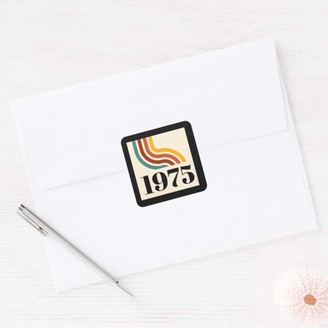 1975 Retro Stripe Vintage Poster Square Sticker (Envelope)