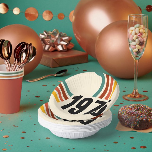 1975 Retro Vintage Poster 50th Birthday Paper Bowls (Multi)
