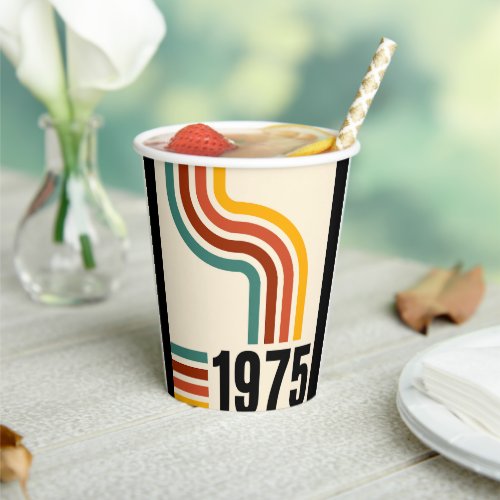 1975 Retro Vintage Poster 50th Birthday Paper Cups