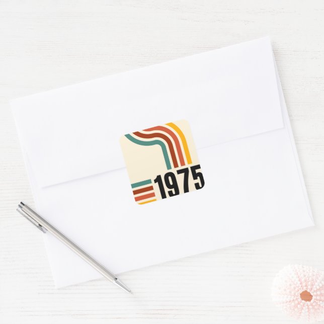 1975 Retro Vintage Poster 50th Birthday Square Sticker (Envelope)